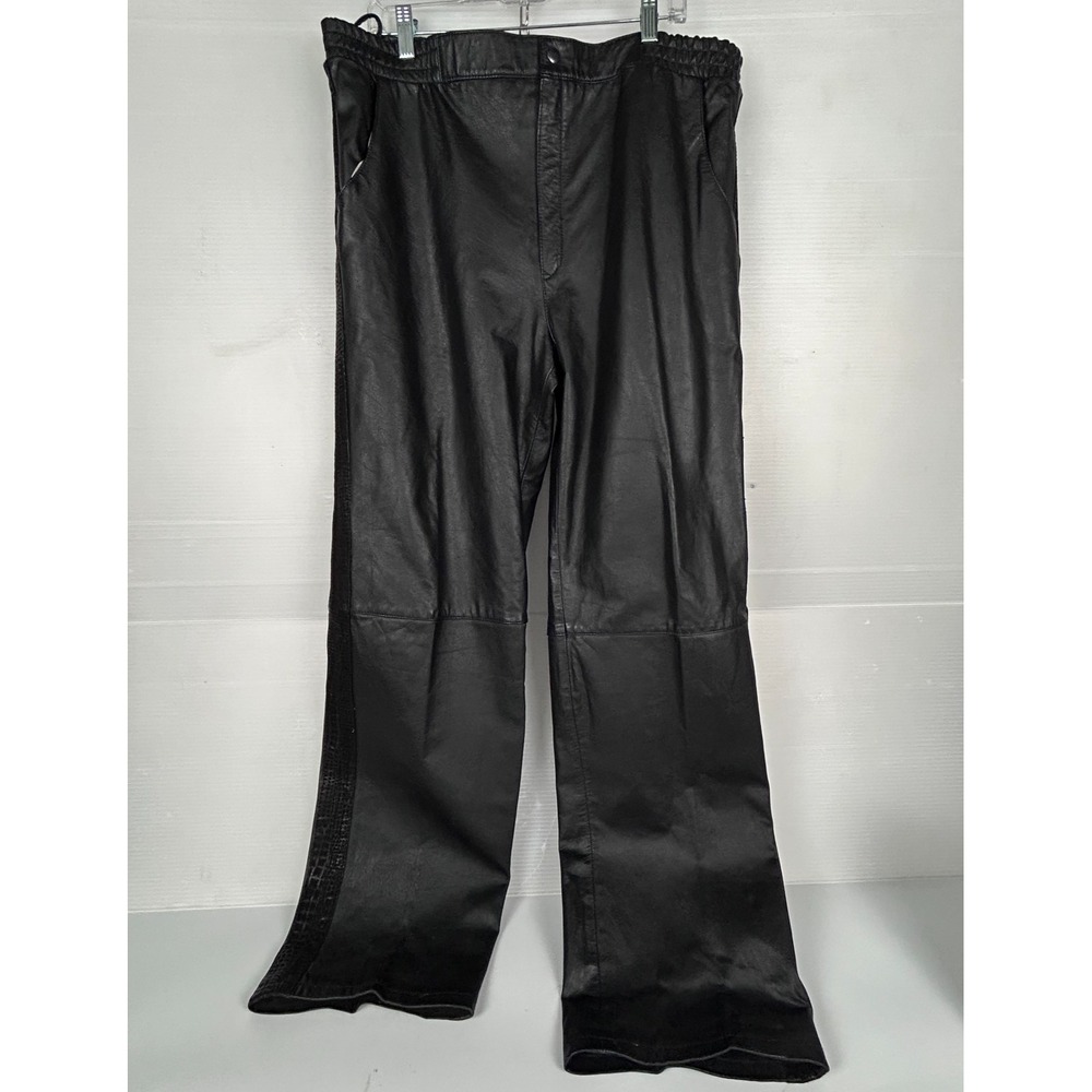 Vintage Starter y2K Raiders Black Leather  Straight Leg Pants Size L Waist 38"